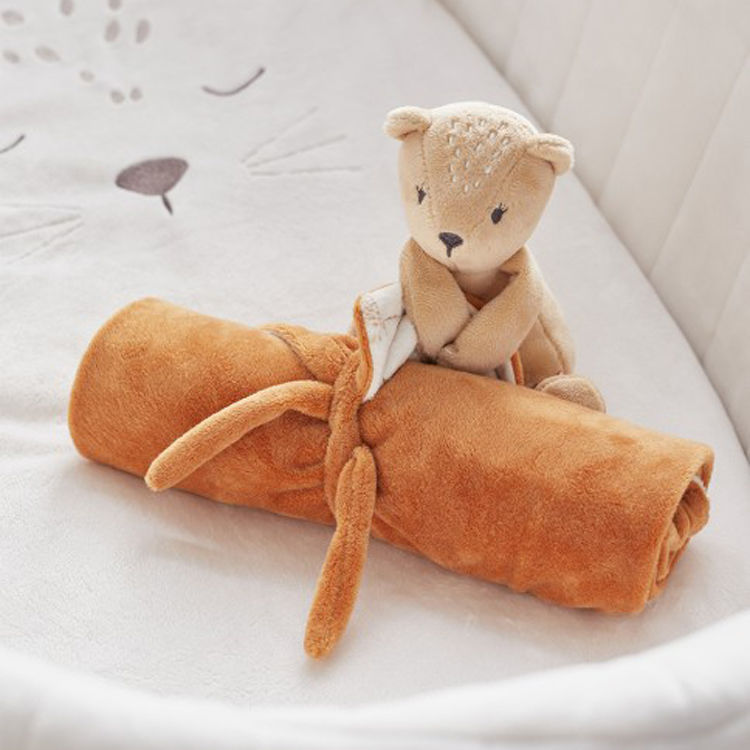  - babou et kendi - couverture ours beige caramel 50 x 50 cm 